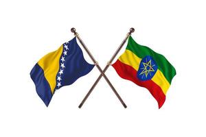 bosnien mot etiopien två Land flaggor foto