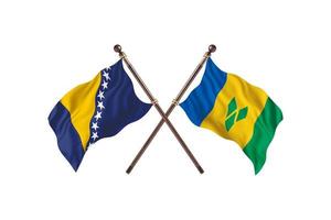 bosnien mot helgon vincent och grenadiner två Land flaggor foto