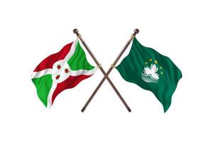 burundi mot macau två Land flaggor foto
