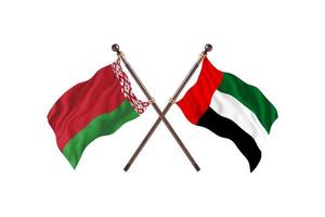Vitryssland mot förenad arab emirates två Land flaggor foto