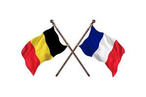 belgien mot Frankrike två Land flaggor foto