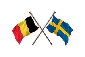 belgien mot Sverige två Land flaggor foto
