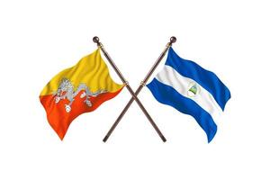 bhutan mot nicaragua två Land flaggor foto