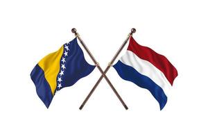 bosnien mot nederländerna två Land flaggor foto