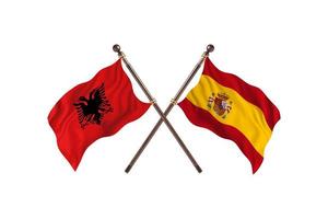 albania mot Spanien två Land flaggor foto