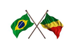 Brasilien mot kongo republik av de två Land flaggor foto