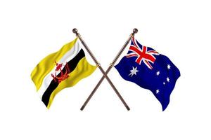 brunei mot Australien två Land flaggor foto