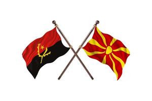 angola mot macedonia två Land flaggor foto