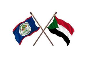 belize mot sudan två Land flaggor foto