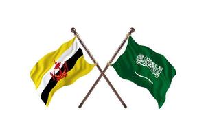brunei mot saudi arabien två Land flaggor foto