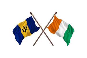 barbados mot cote d'ivoire två Land flaggor foto