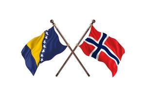 bosnien mot Norge två Land flaggor foto