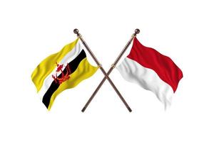 brunei mot indonesien två Land flaggor foto