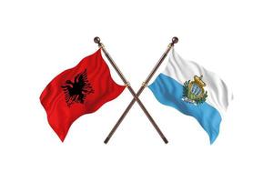 albania mot san marino två Land flaggor foto