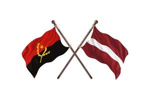 angola mot lettland två Land flaggor foto