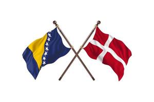 bosnien mot Danmark två Land flaggor foto
