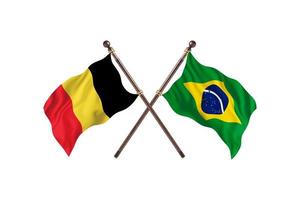 belgien mot Brasilien två Land flaggor foto