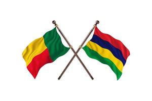 benin mot mauritius två Land flaggor foto