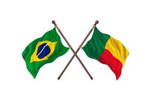 Brasilien mot benin två Land flaggor foto