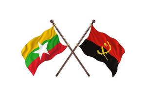 burma mot angola två Land flaggor foto