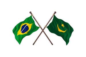 Brasilien mot mauretanien två Land flaggor foto