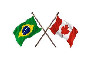 Brasilien mot kanada två Land flaggor foto