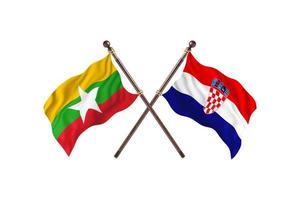 burma mot kroatien två Land flaggor foto