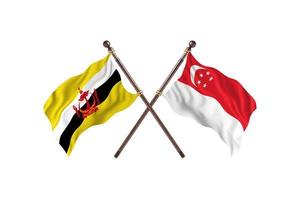 brunei mot singapore två Land flaggor foto