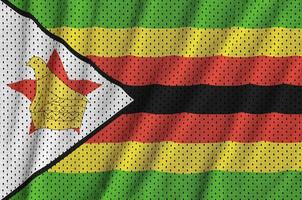 zimbabwe flagga tryckt på en polyester nylon- sportkläder maska fabri foto