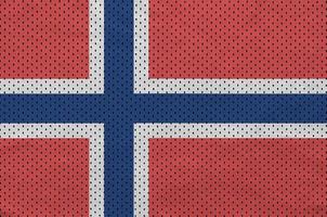 Norge flagga tryckt på en polyester nylon- sportkläder maska tyg foto