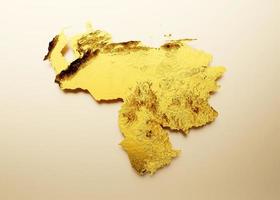 venezuela Karta gyllene metall Färg höjd Karta bakgrund 3d illustration foto