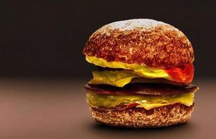 gourmet färsk utsökt hemlagad hamburgare. foto