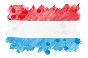 luxemburg flagga är avbildad i flytande vattenfärg stil isolerat på vit bakgrund foto