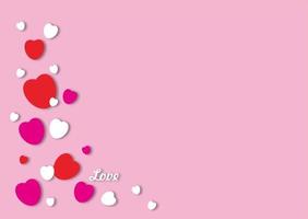 hjärtans dag reste sig rosa och röd lutning hjärtan uppsättning isolerat på vit bakgrund. illustration. papper origami pastell kärlek symbol. valentin ikoner, begrepp rubrik mönster, plats för text foto