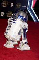 los angeles, dec 14 - r2-d2 på de stjärna krig - de tvinga vaknar värld premiär på de hollywood och högland på december 14, 2015 i los angeles, ca foto