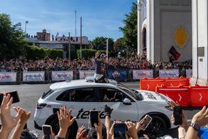 guadalajara, mexico - oktober 25 2022 showrun checo perez, formel 1 röd tjur enda sittplats rb7 foto