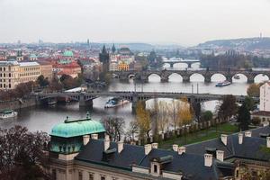 utsikt över Prag, broarna över vltava