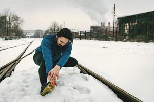 stretching på de snö foto