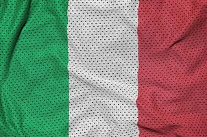 Italien flagga tryckt på en polyester nylon- sportkläder maska tyg w foto