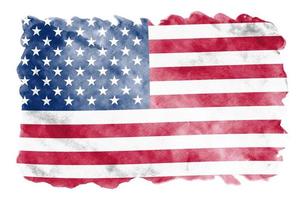 förenad stater av Amerika flagga är avbildad i flytande vattenfärg stil isolerat på vit bakgrund foto
