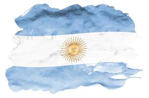 argentina flagga är avbildad i flytande vattenfärg stil isolerat på vit bakgrund foto