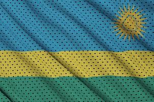 rwanda flagga tryckt på en polyester nylon- sportkläder maska tyg foto