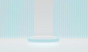 abstrakt blå vit bakgrund. 3d tolkning med podium. minimal scen. foto