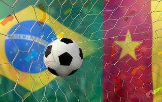 fotboll kopp konkurrens mellan de nationell Brasilien och nationell Kamerun. foto