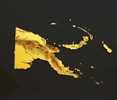 papua ny guinea Karta gyllene metall Färg höjd Karta bakgrund 3d illustration foto