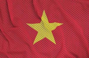 vietnam flagga tryckt på en polyester nylon- sportkläder maska tyg foto