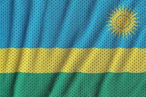 rwanda flagga tryckt på en polyester nylon- sportkläder maska tyg foto