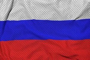 ryssland flagga tryckt på en polyester nylon- sportkläder maska tyg foto