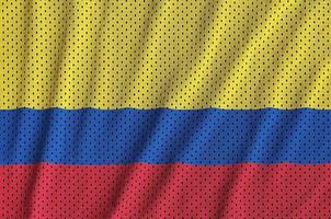 colombia flagga tryckt på en polyester nylon- sportkläder maska fabri foto