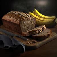 friska banan bröd eller kaka för frukost foto